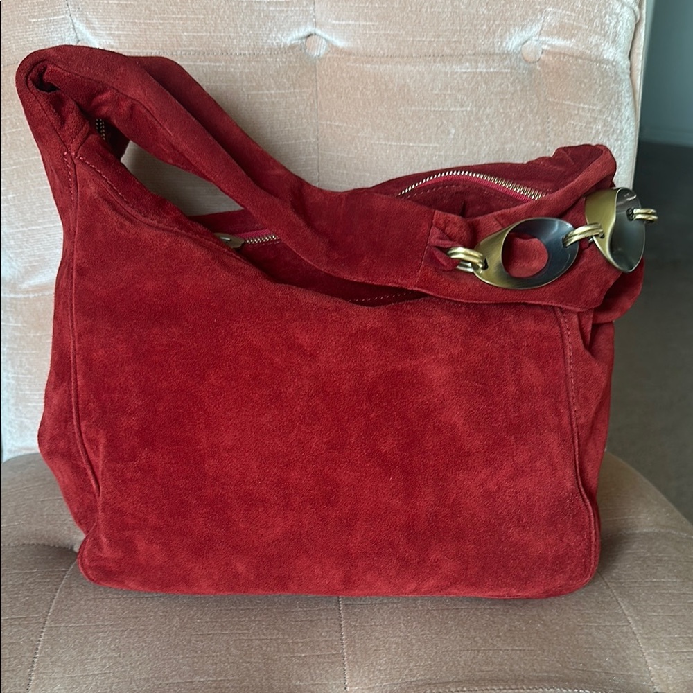 Eric Javits Red Suede Hobo Style Purse/Bag - EUC - Dust bag included